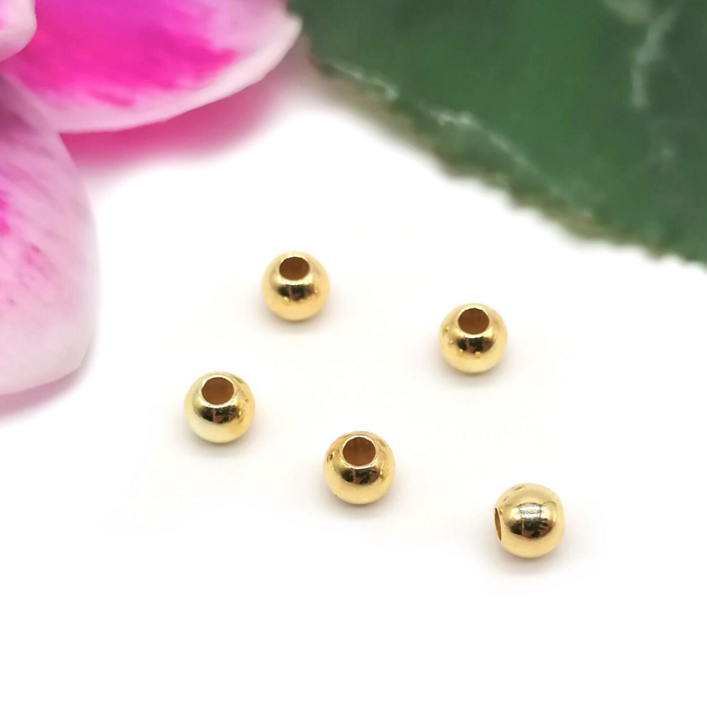 925 Silber vergoldet • 4mm Großloch Kugel