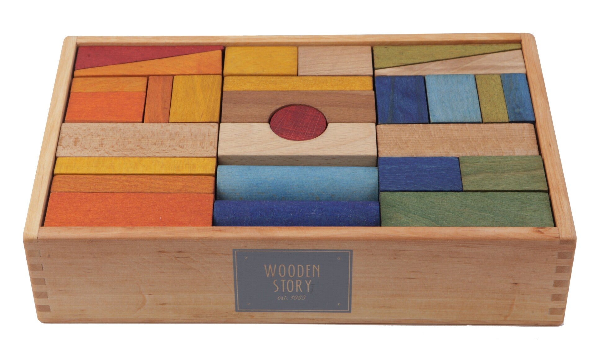 Wooden Story | Houten regenboog blokken XL 63 stuks