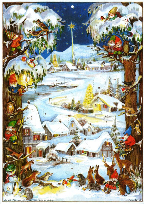 Advent kalender kabouter winterlandschap
