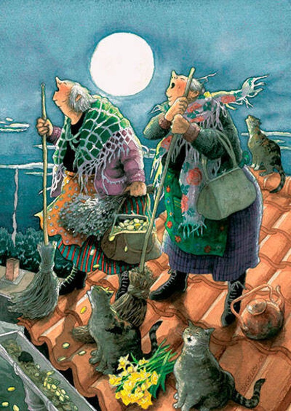 Inge Löök postkaart huilen naar de maan