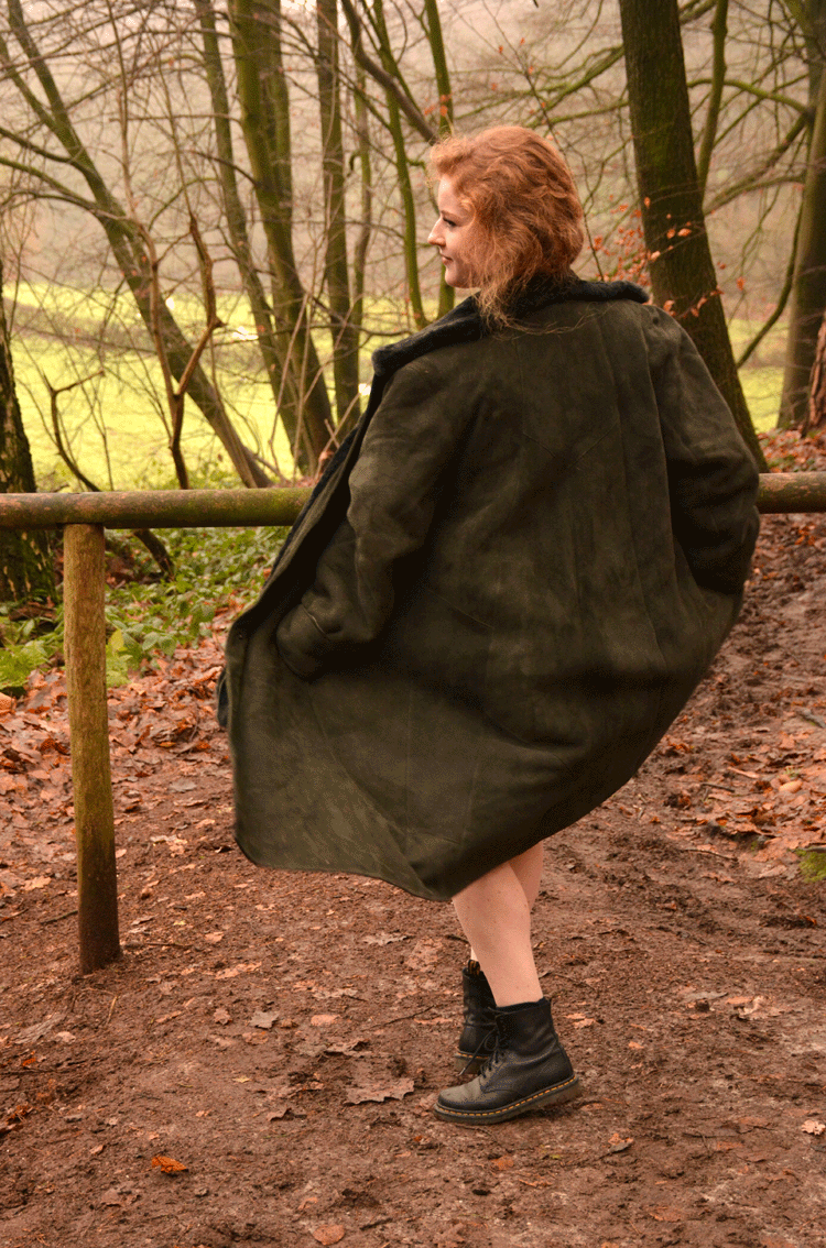 Donkergroene echte lammy coat - SOLD OUT