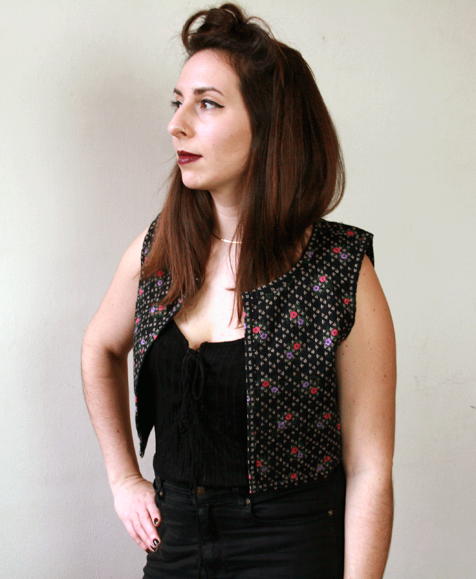 4004 Vintage 70's Flower Vestje XS/S