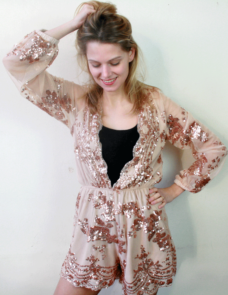 1108 Vintage Glitter Jumpsuit- XS