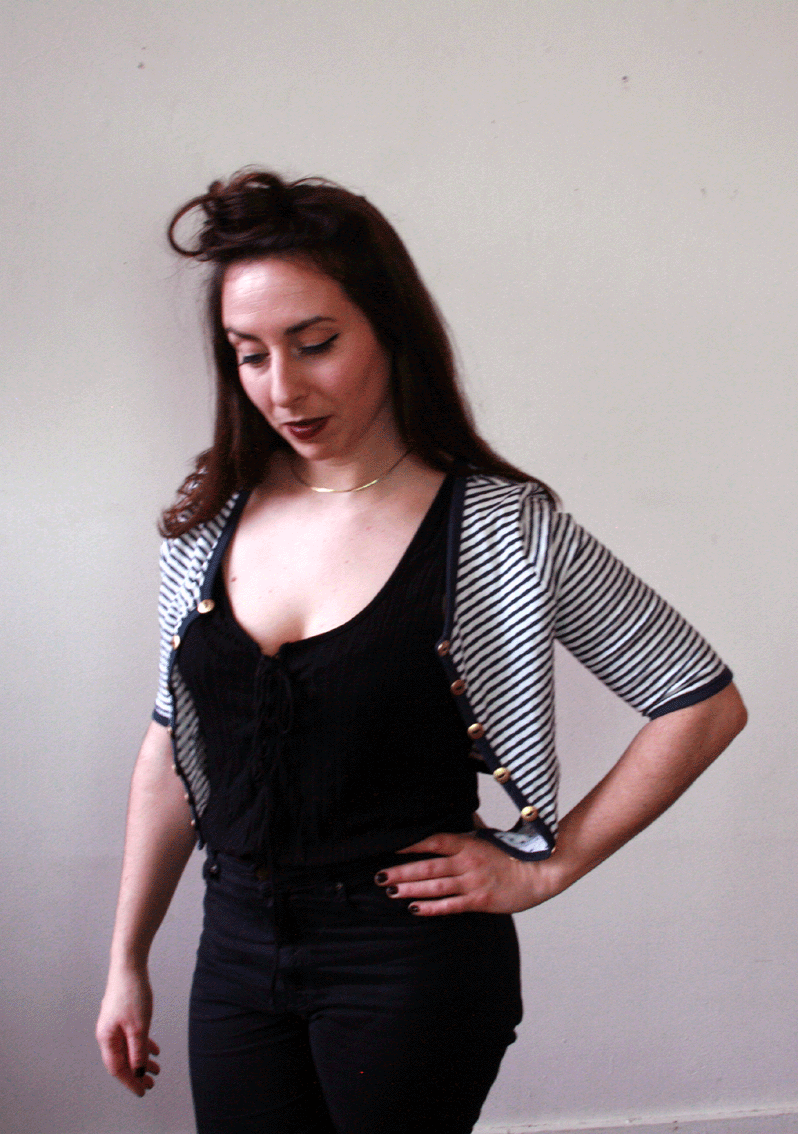 4005 Vintage 70's Streep Vest - XS/S