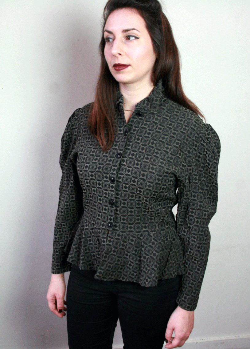6002 Vintage 70's blazer/blouse met pofmouw- S