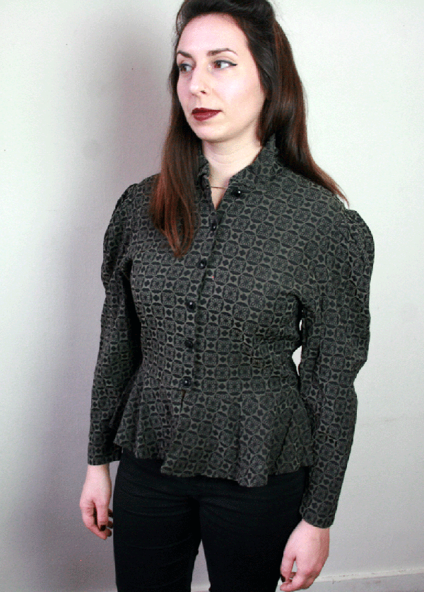 6002 Vintage 70's blazer/blouse met pofmouw- S
