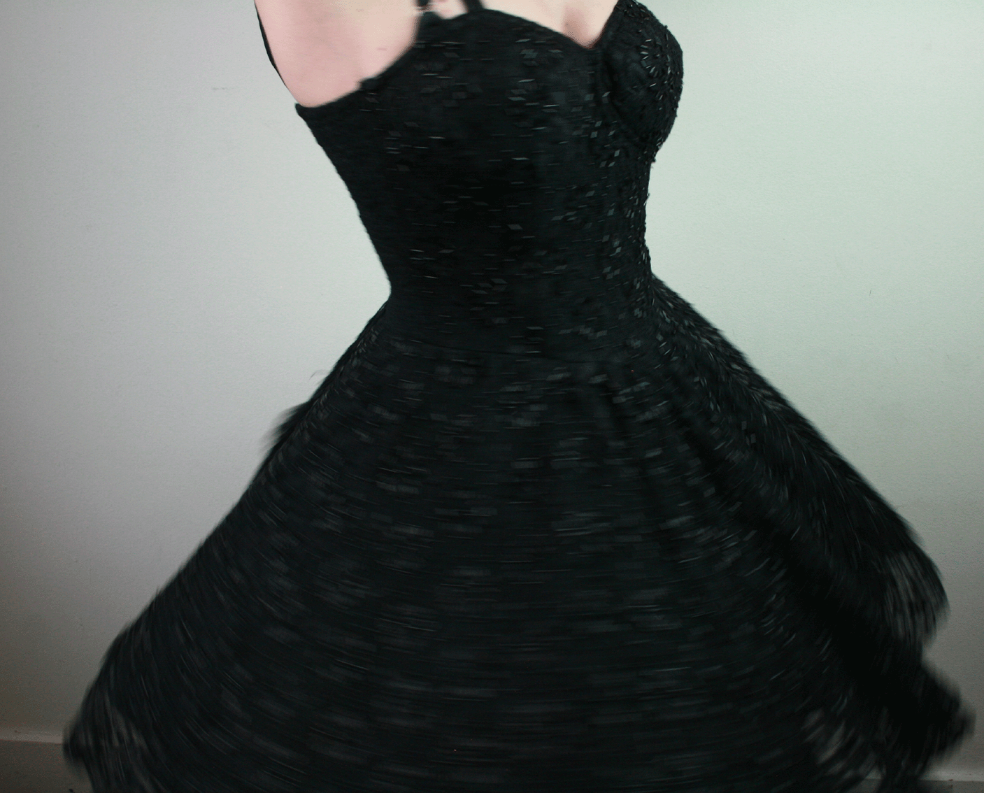 1112 Vintage 60's dress met kraaltjes - S