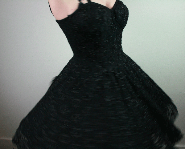 1112 Vintage 60's dress met kraaltjes - S