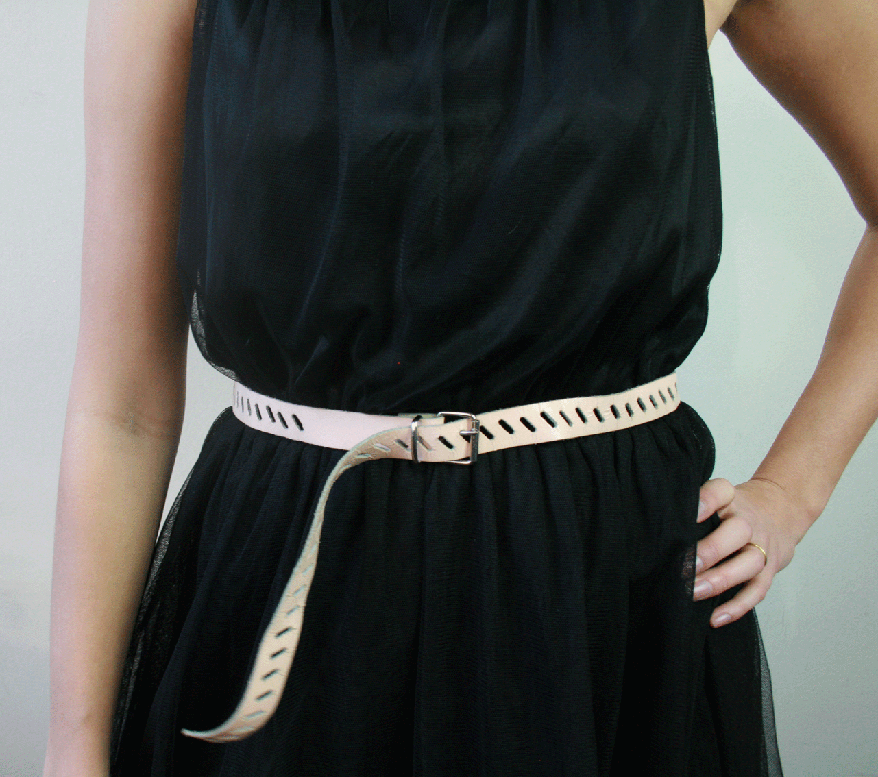 1201 Vintage roze riem leather - 92 cm