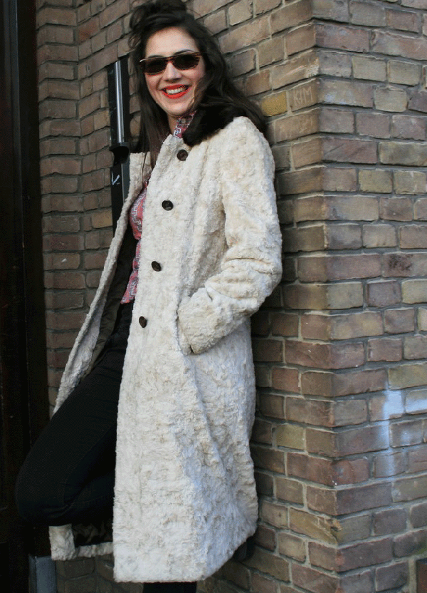 5008 Vintage witte 70's bontjas - S/M