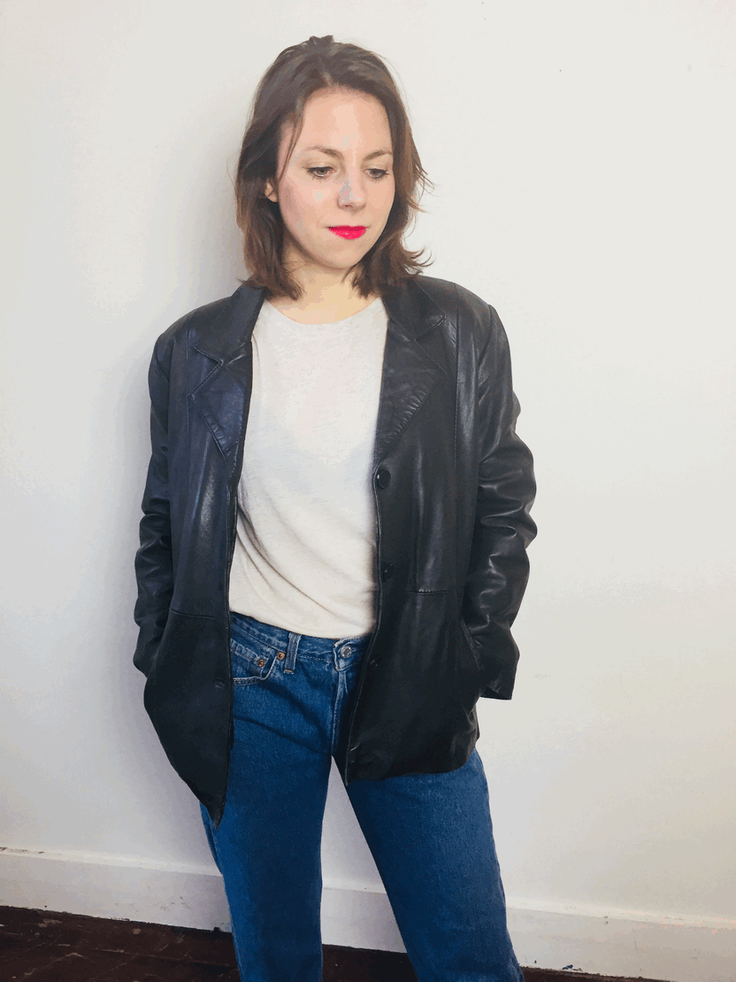 6009 Vintage lerenjas - M