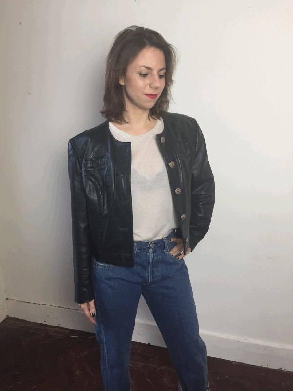 6011 Vintage 80's leather jacket - L