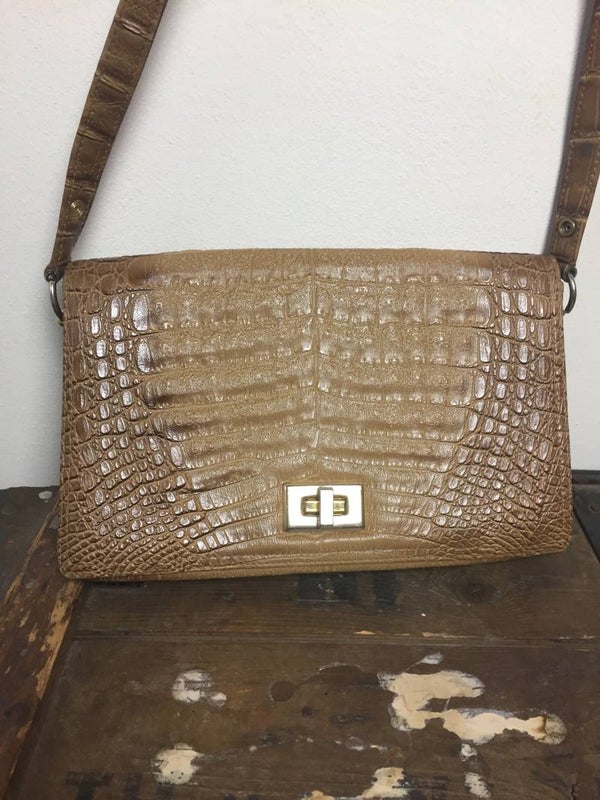 9013 Vintage krokodillenleer-look tas