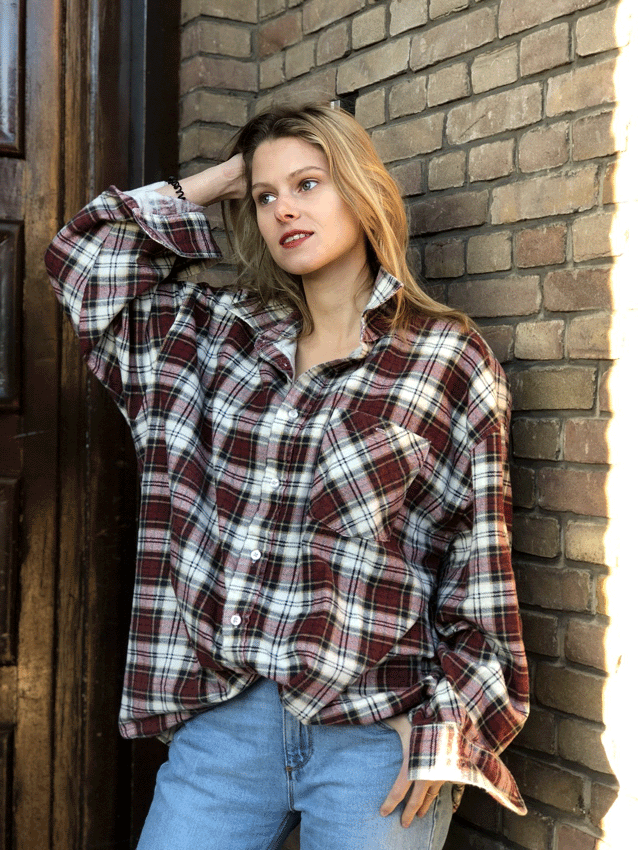 1017N Flannel Blouse - Oversized
