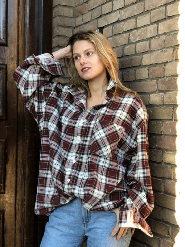 1017N Flannel Blouse - Oversized