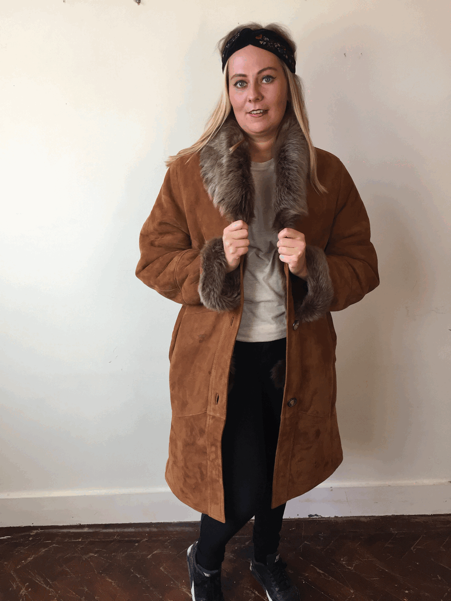 Real lammy coat cognac - SOLD OUT