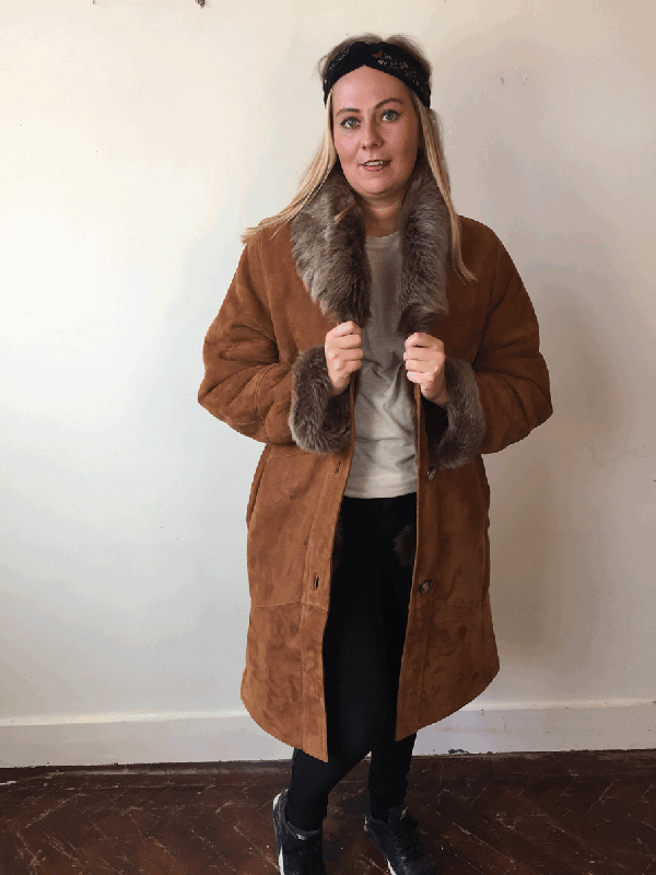 Real lammy coat cognac - SOLD OUT