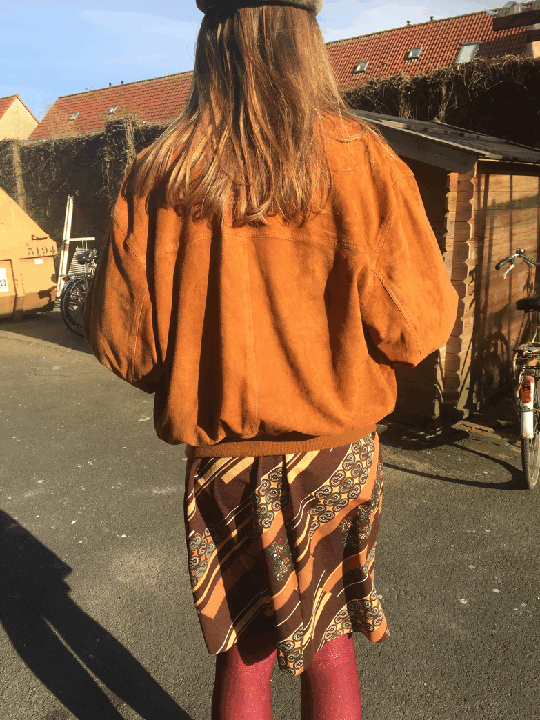 Unisex vintage suède bomberjack cognac - L/XL