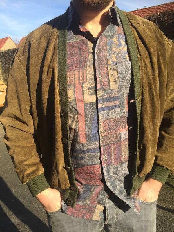 Suède bomberjack groen L/XL