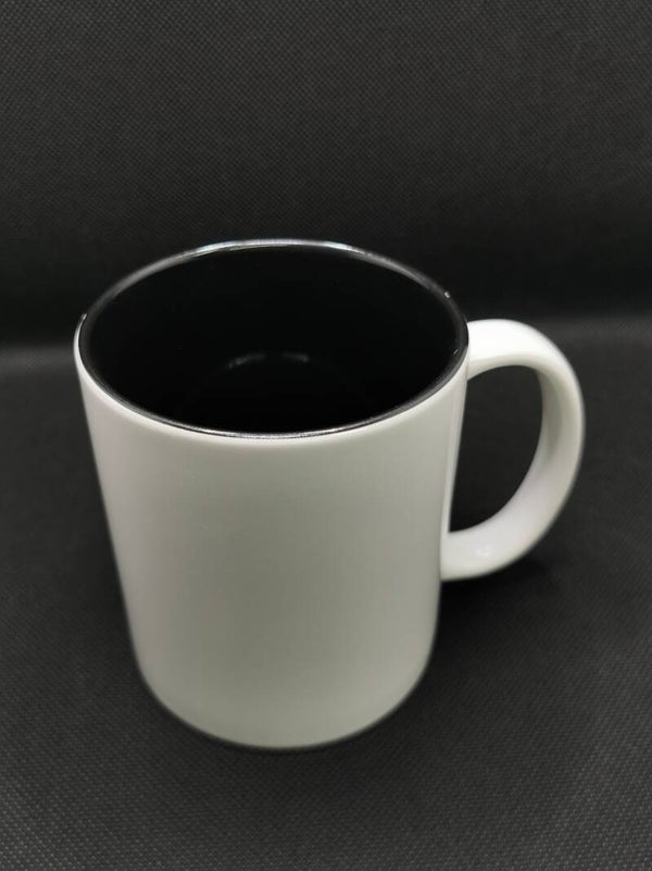 Keramiktasse weiß/schwarz Rohling