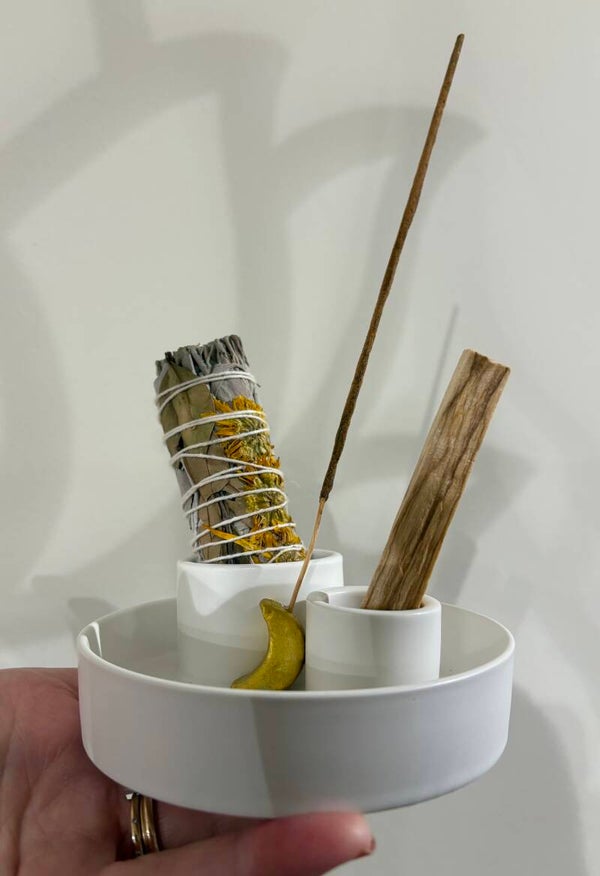 Aardewerk wierook | salie | palo santo houder maan