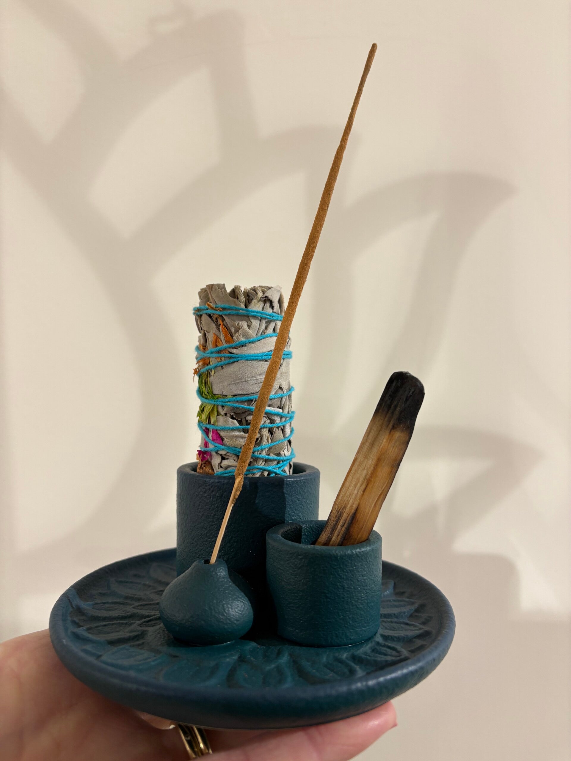 Aardewerk wierook | salie | palo-santo houder groen