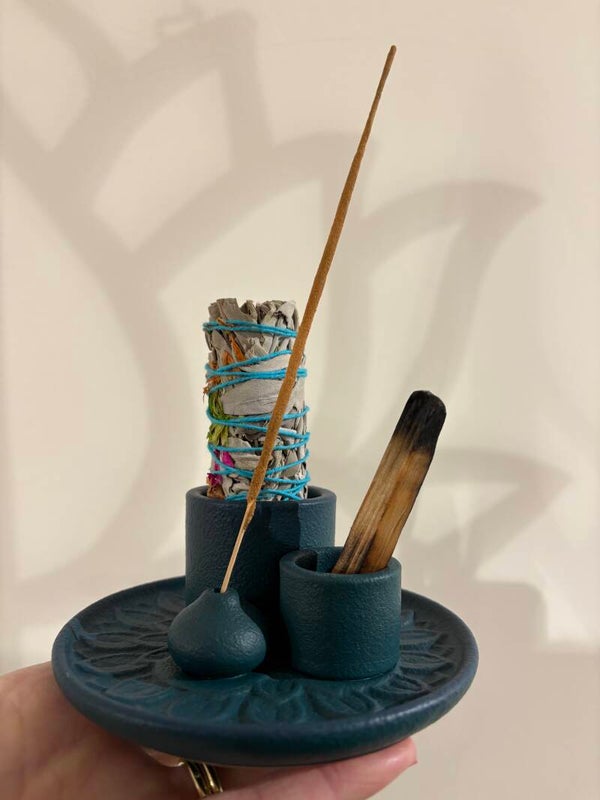 Aardewerk wierook | salie | palo-santo houder groen