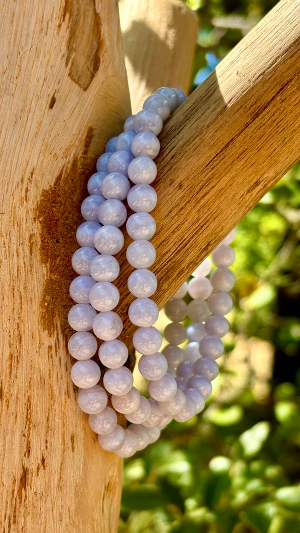Blauwe Chalcedoon armband 6mm (A kwaliteit)