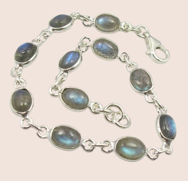Labradoriet armband 925 Sterling zilver