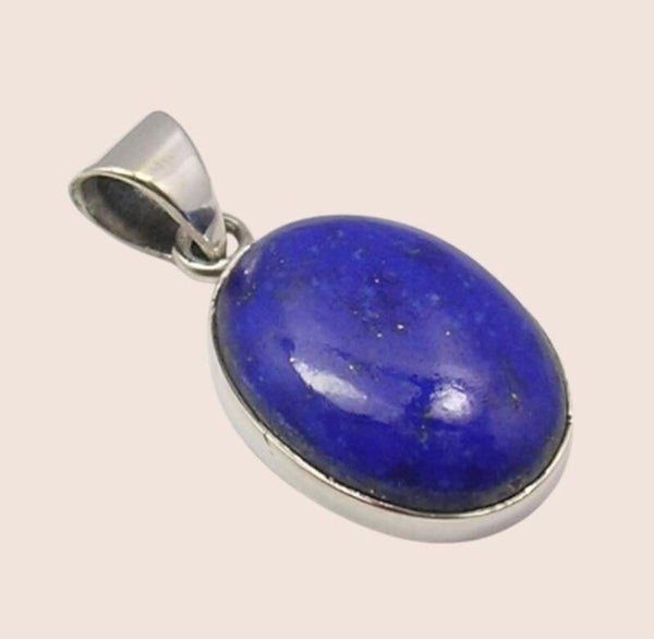 Lapiz Lazuli hanger ovaal, zilver