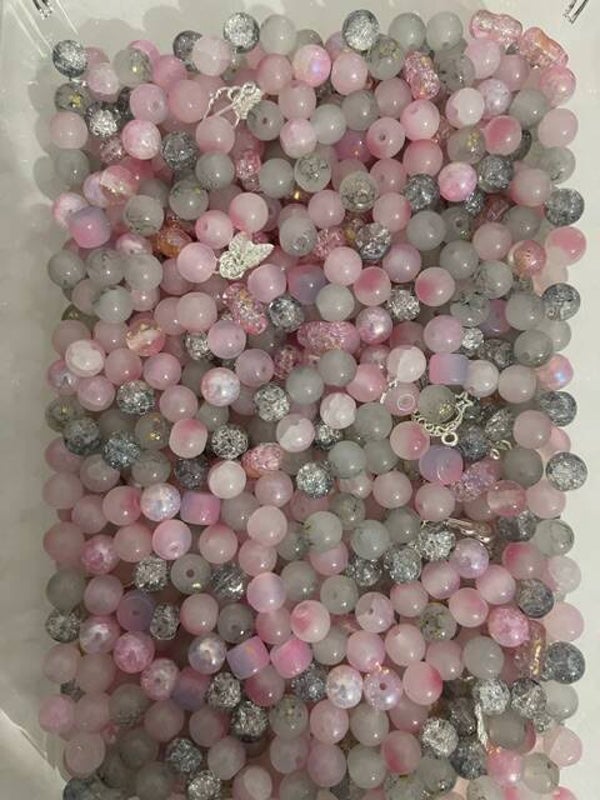 Pinky Grey Glas kralen