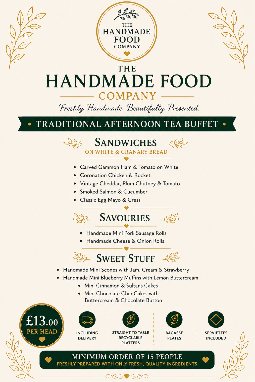 Sample Menus | The Handmade Food Company