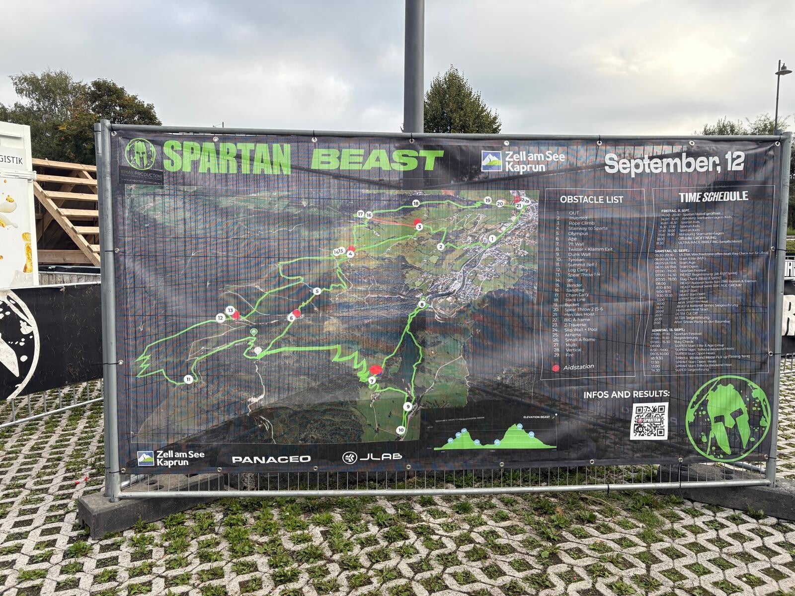 Streckenplan und Hindernisliste des Spartan Beast Kaprun 2026