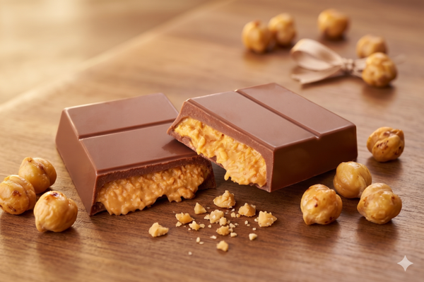 Gevulde Chocolade met Geroosterde Kikkererwt (Chickpeas) & Crispy Kadayıf – 100 g