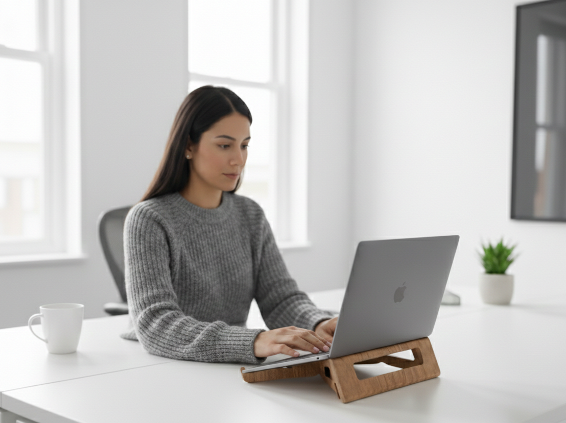Houten Laptop en Tablet Standaard | Ergonomisch