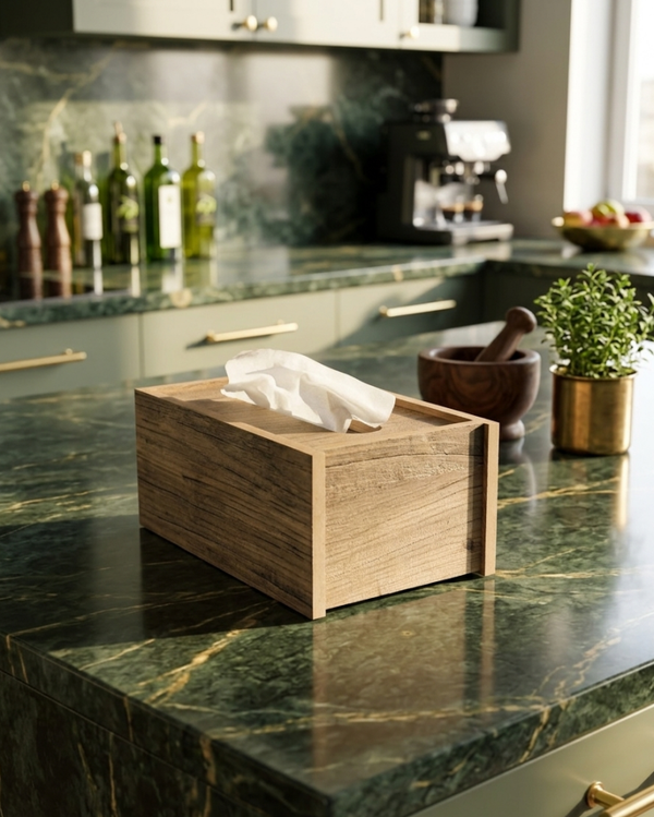 Luxe Houten Tissuebox Houder | Walnoot Look | Modern Design