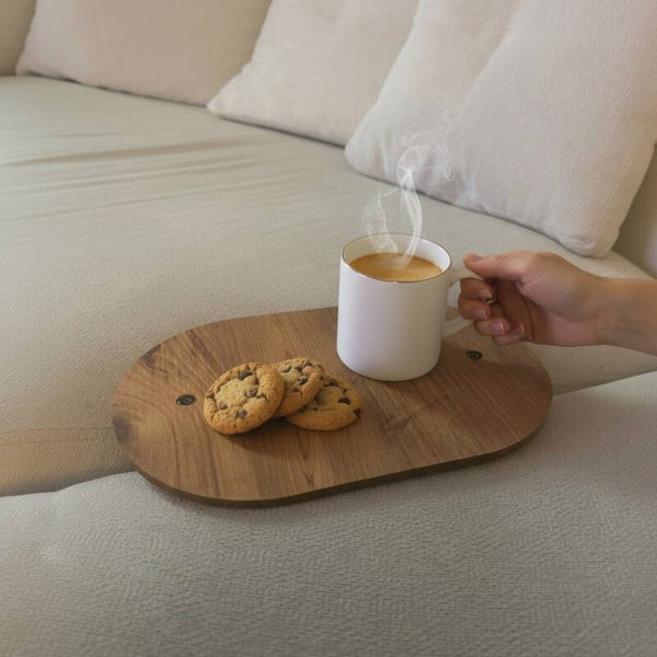 Houten Banktafeltje Ovaal | Banklade & Sofa Tray