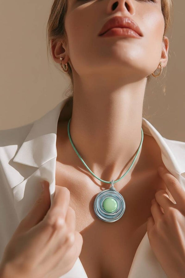 Statement Necklace: Mint & Zilveren Spiraal
