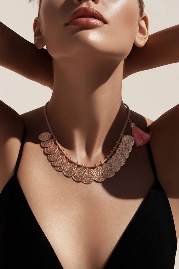 Boho-Chic Statement Collier: Copper Coins & Tassel