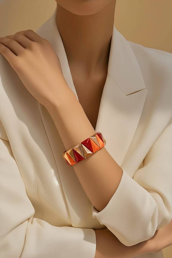 Geometrische Stud-Armband in Rood & Goud