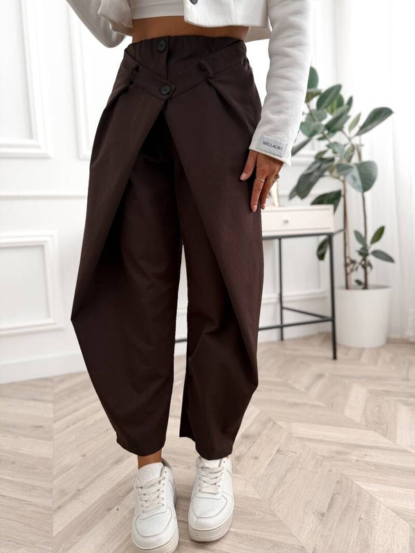 Spodnie kopertowe AURORA – wysoka talia, wrap pants