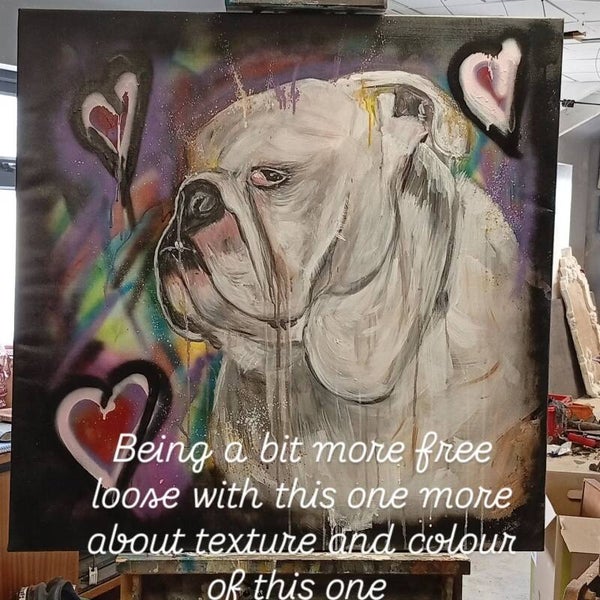 Bull dog on canvas