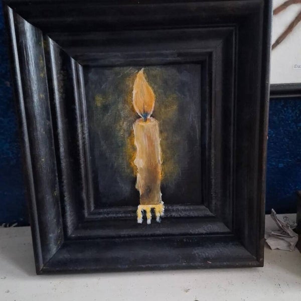 candle melt canvas in frame