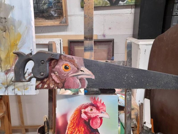 Chicken on a saw