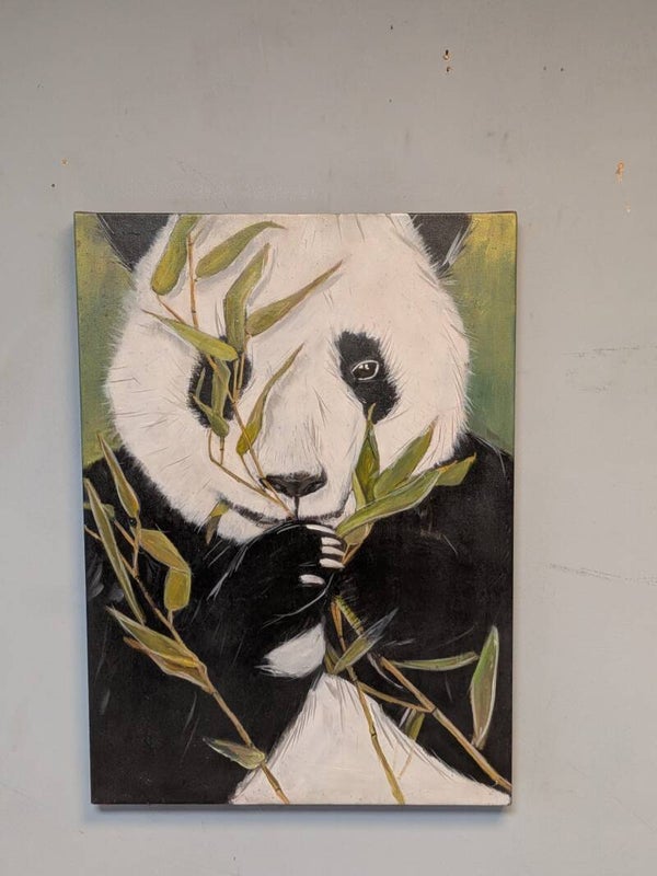 (C027) Canvas - Panda with Bamboo