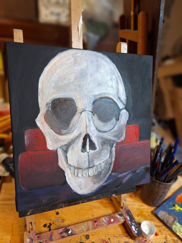 Canvas - Skeleton head & Books