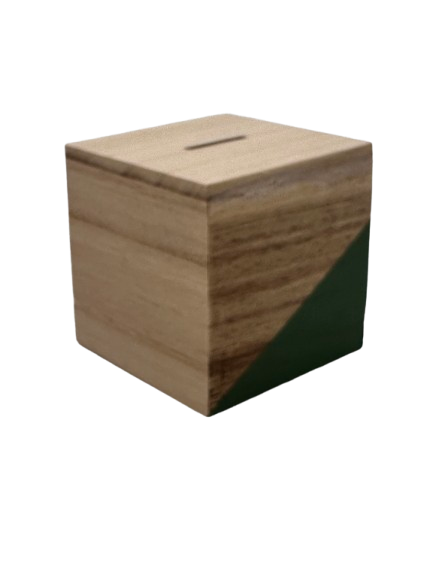 Houten Spaarpot groen met naam