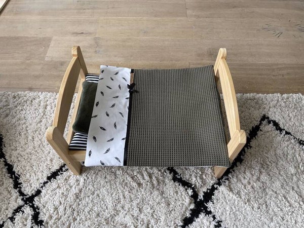 Poppen beddegoed  Legergroen