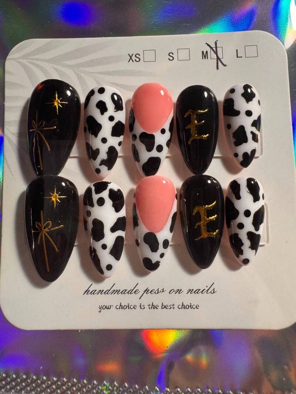 Handcrafted Cow Print & Gold 3D