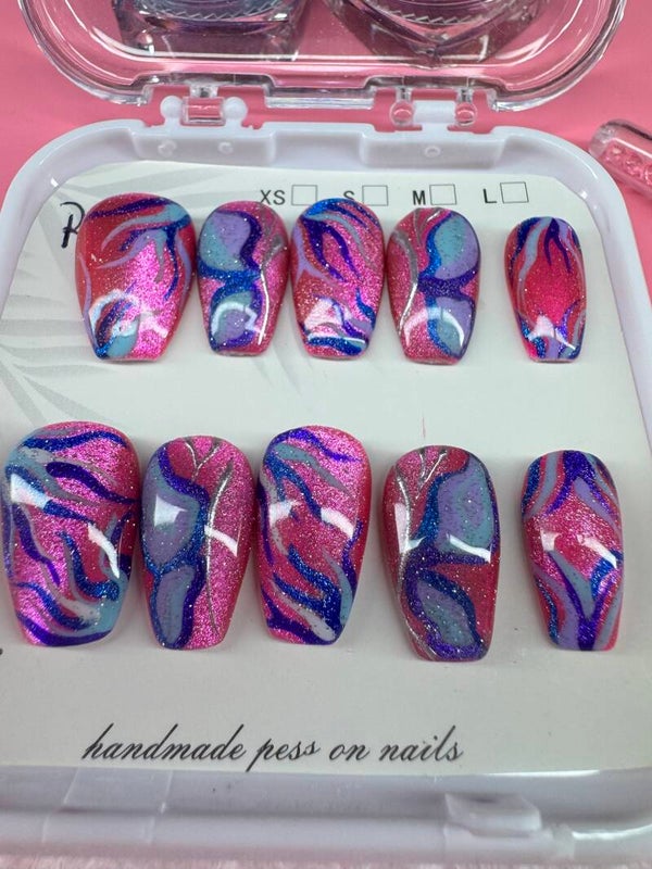 Y2K Glitter Abstract Press-Ons